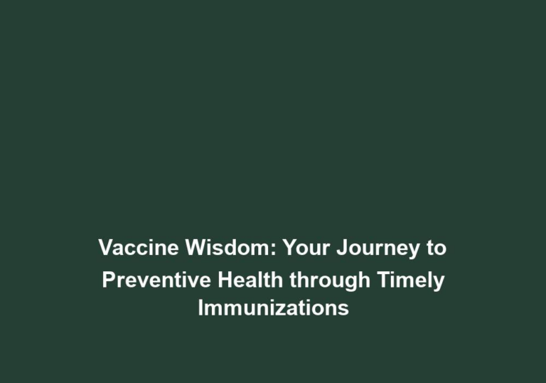 Scheduling Health: Optimizing Your Life with a Well Timed Vaccine Calendar
